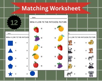 Matching Worksheets for Toddlers | Match the Picture Printable | Preschool & Kindergarten Learning Activity | Busy Book PDF