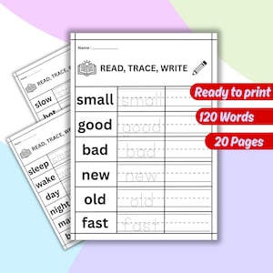 Sight words for kids | 120 work | kindergarten book | kids handwriting practice | trace read write