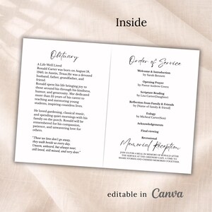 bifold funeral template modern elegant memorial program editable