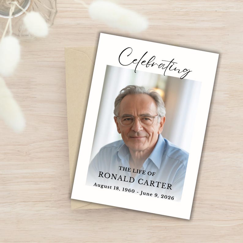editable funeral program canva minimal design memorial service template