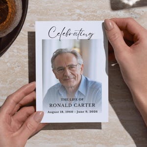 simple funeral program layout with photo clean typography printable