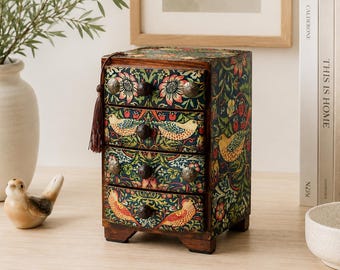 William Morris Strawberry Thief Minikista: Smyckeskrin i jugendstil
