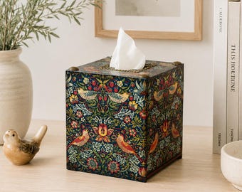 William Morris Strawberry Thief Tissue Box Cover: Art Nouveau Decor