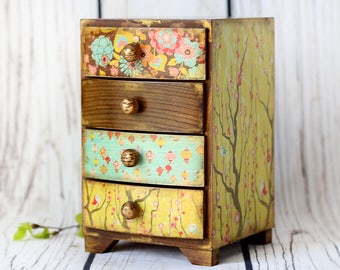 Spring Floral Mini chest drawers , Desktop Organizer