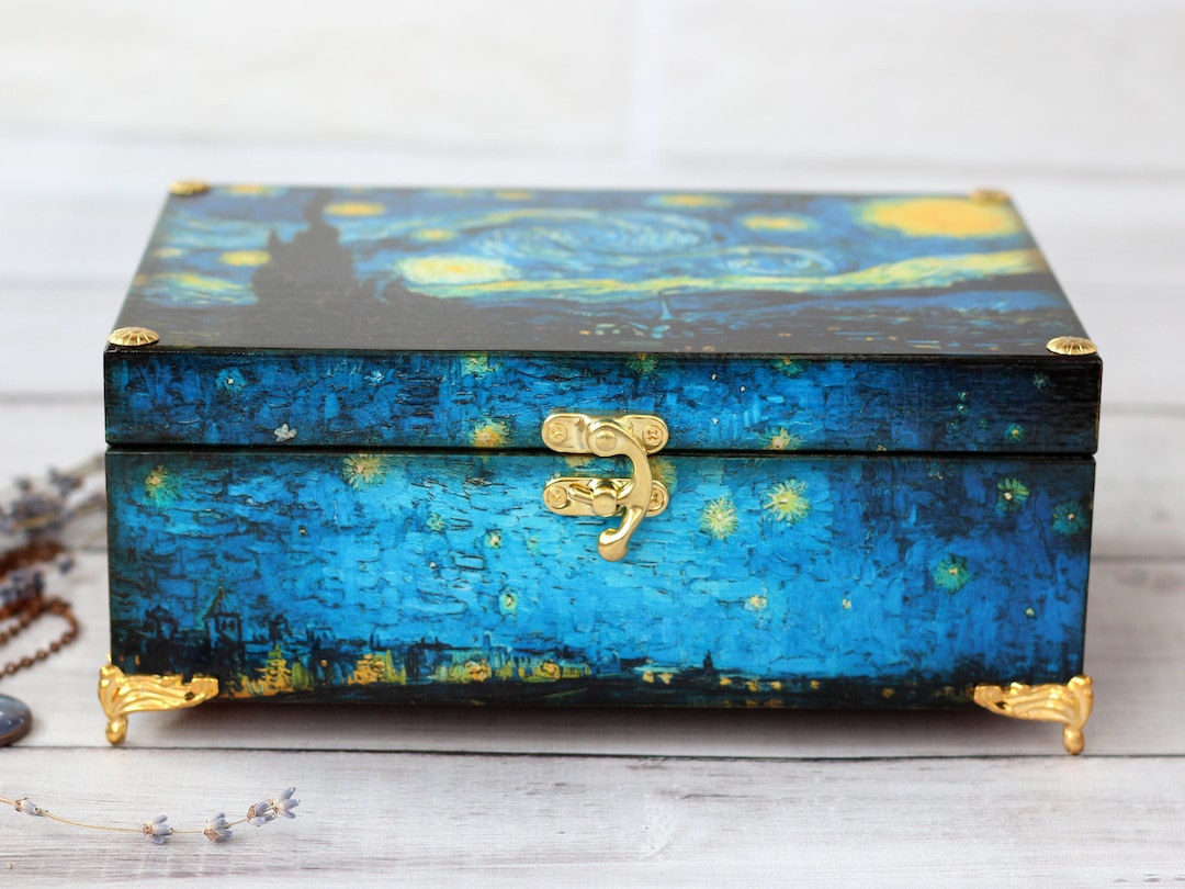 Starry Night Jewelry Box: Van Gogh Inspired Wooden Keepsake