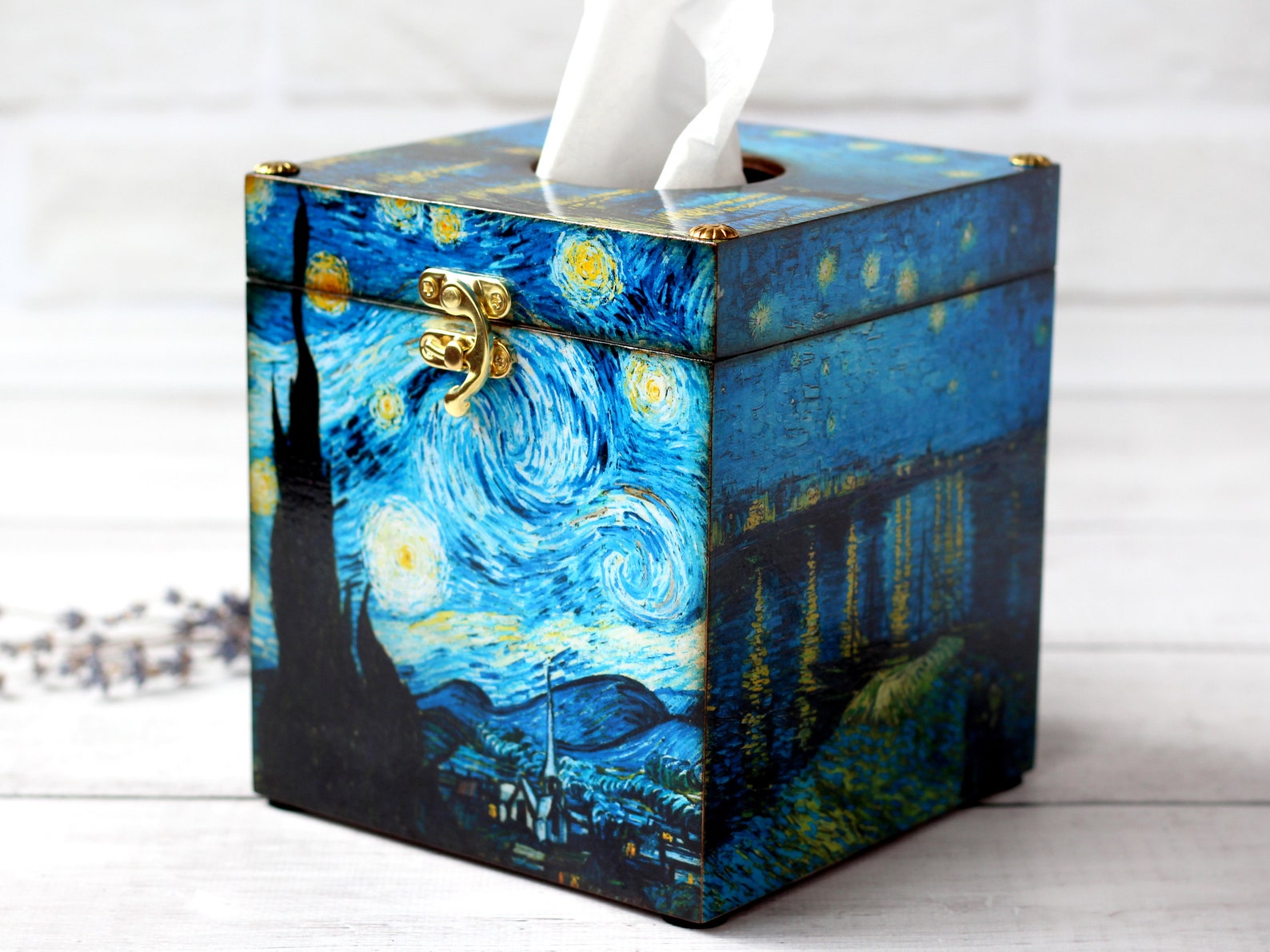 Tissue Box Сover Starry Night Vincent Van Gogh Inspired Etsy