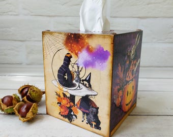 Halloween Alice's Adventures in Wonderland Tissue Box Cover, purple, orange, black