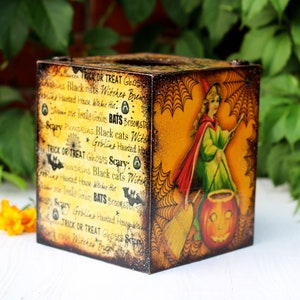 Little Witches Halloween Decor Wooden Tissue Box, Fall Tissue box cover , MADE TO ORDER image 8