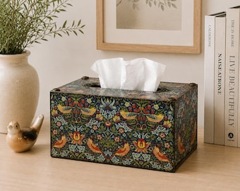 William Morris Strawberry Thief Tissue Box Cover: Art Nouveau Decor