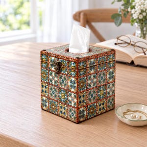 Överdrag till näsduksask med azulejos portugueses kakel: Boho-dekor