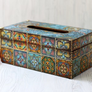 Tissue Box Cover Mexican Talavera Tile Style