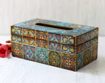 Tissue Box Cover Mexican Talavera Tile Style