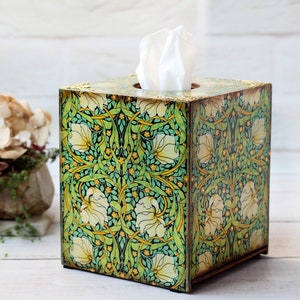 Tissue Box Cover William Morris Pimpernel Inspired  Digital Vintage Papers, Tissue box holder , Serving table decor, tissue box square
