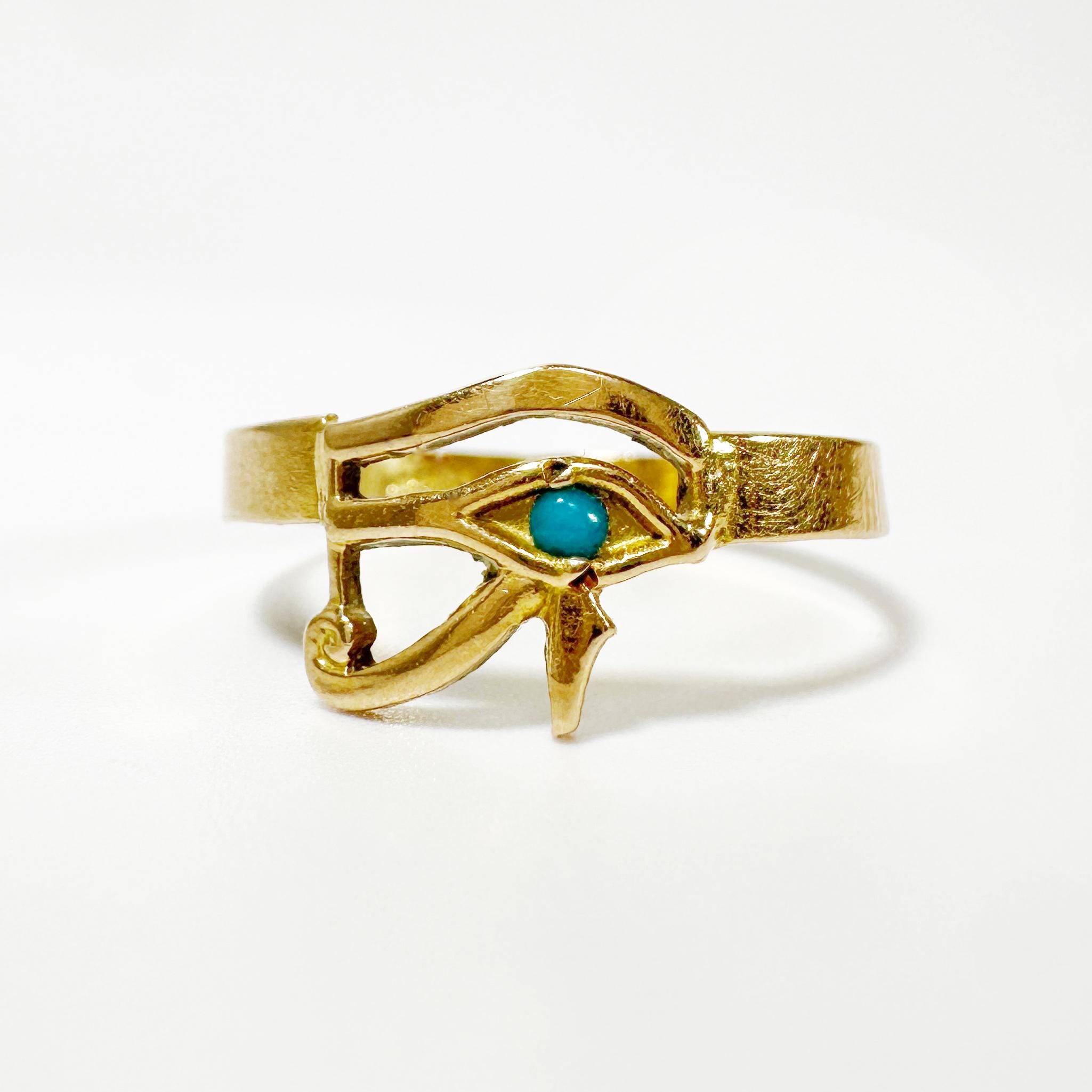 リング 18カラット Vintage Egyptian 18k Gold Eye of Horus Ring - Etsy
