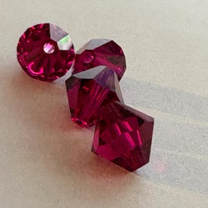 8mm Rhodalite Garnet-Colored (Ruby) Bicone Faceted Beads