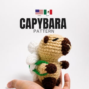 Capybara Crochet Pattern PDF, Amigurumi Capybara with Turtle Backpack,Pattern, English and spanish, Handmade, Digital Download