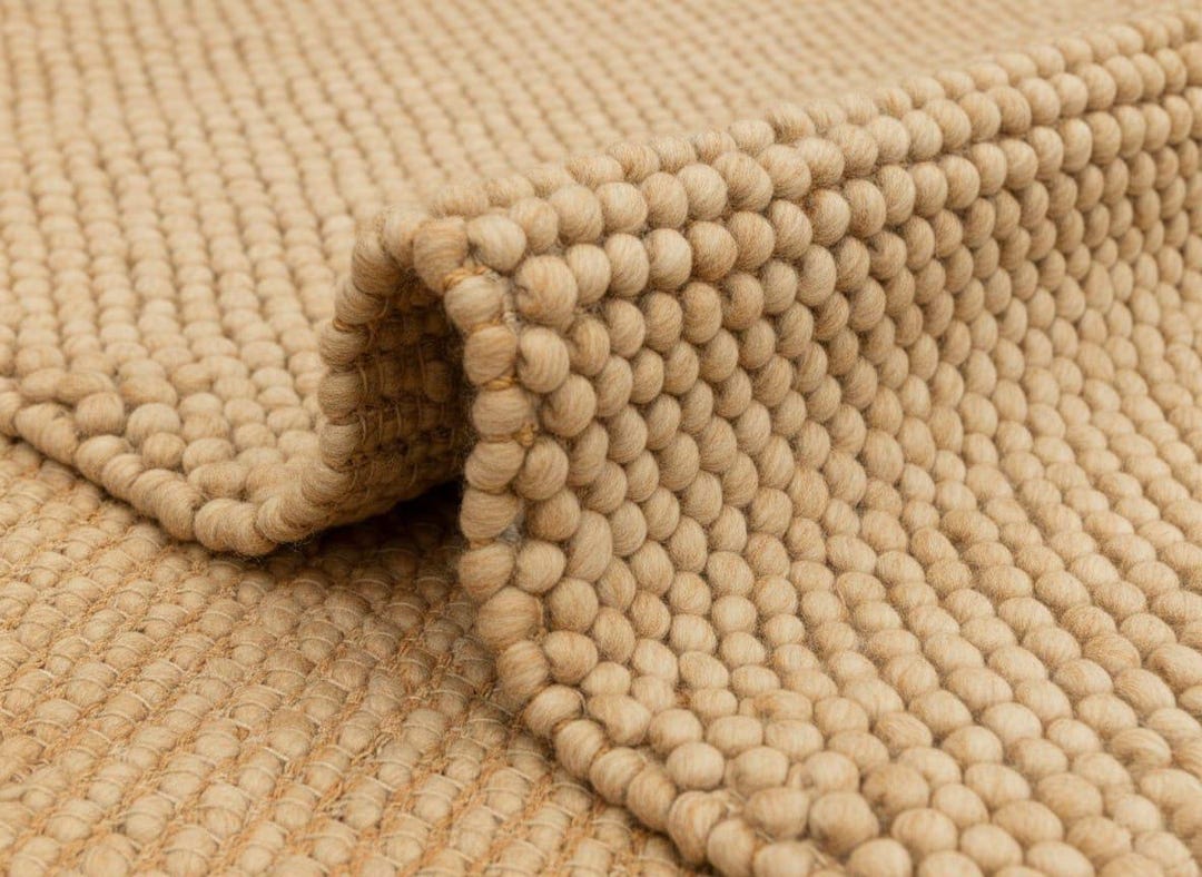 Peely Rug Chunky Pebble Wool Rug, Handwoven Beige Area Carpet, Neutral Minimalist ...