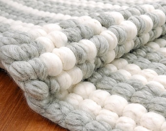 Handmade Chunky Pom-Pom Carpet | Neutral Beige & Cream | Scandinavian Cozy Decor
