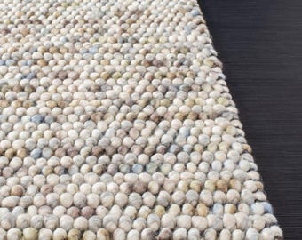 Alfombra de lana de guijarros hecha a mano en tonos neutros para sala de estar y dormitorio