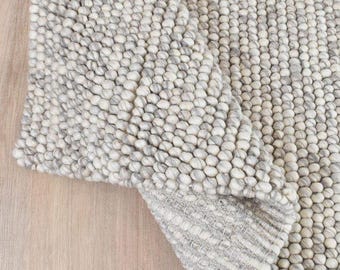 Handmade Chunky Wool Pebble Rug – Neutral Textured Area Rug for Living Room & Bedroom