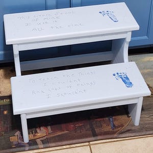 Personalized Kids 2-Step Stool – Custom Wooden Step Stool – Hand-Painted Children’s Stool for Bedroom, Bathroom, or Playroom