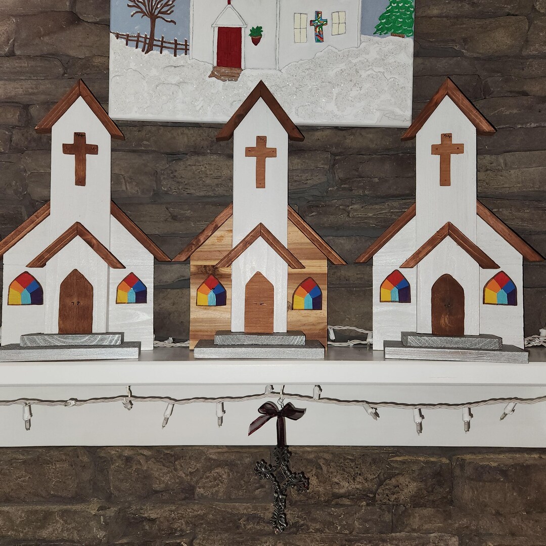 Rustic Church Merch Old Country Church, Rustic, Cedar, Wood, Easter Decor, Fireplace Decor ...