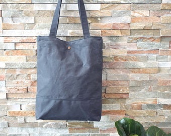 Waxed canvas Tote bag, Shopping and commute bag, Tote Basic Grey