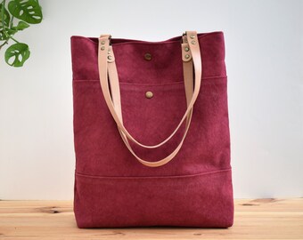 Waxed canvas Tote bag, Shopping and commute bag, Tote Basic Cherry