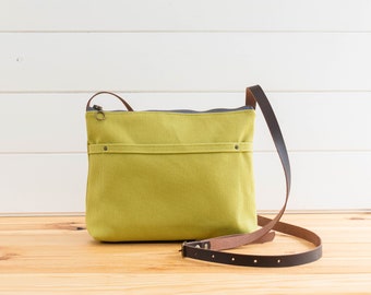 Canvas crossbody day bag, mini bag olive