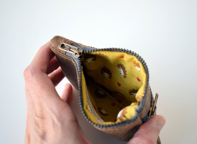 Waxed canvas double zipper wallet, coin purse and card holder image 4