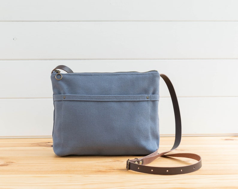 Canvas Crossbody Day Bag Mini Bag Blue Etsy