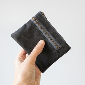 Waxed canvas double zipper wallet, coin purse and card holder image 3