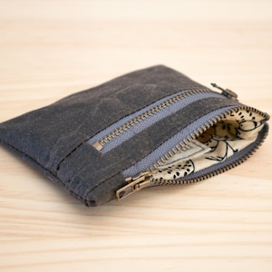 Waxed canvas double zipper wallet, coin purse and card holder image 1