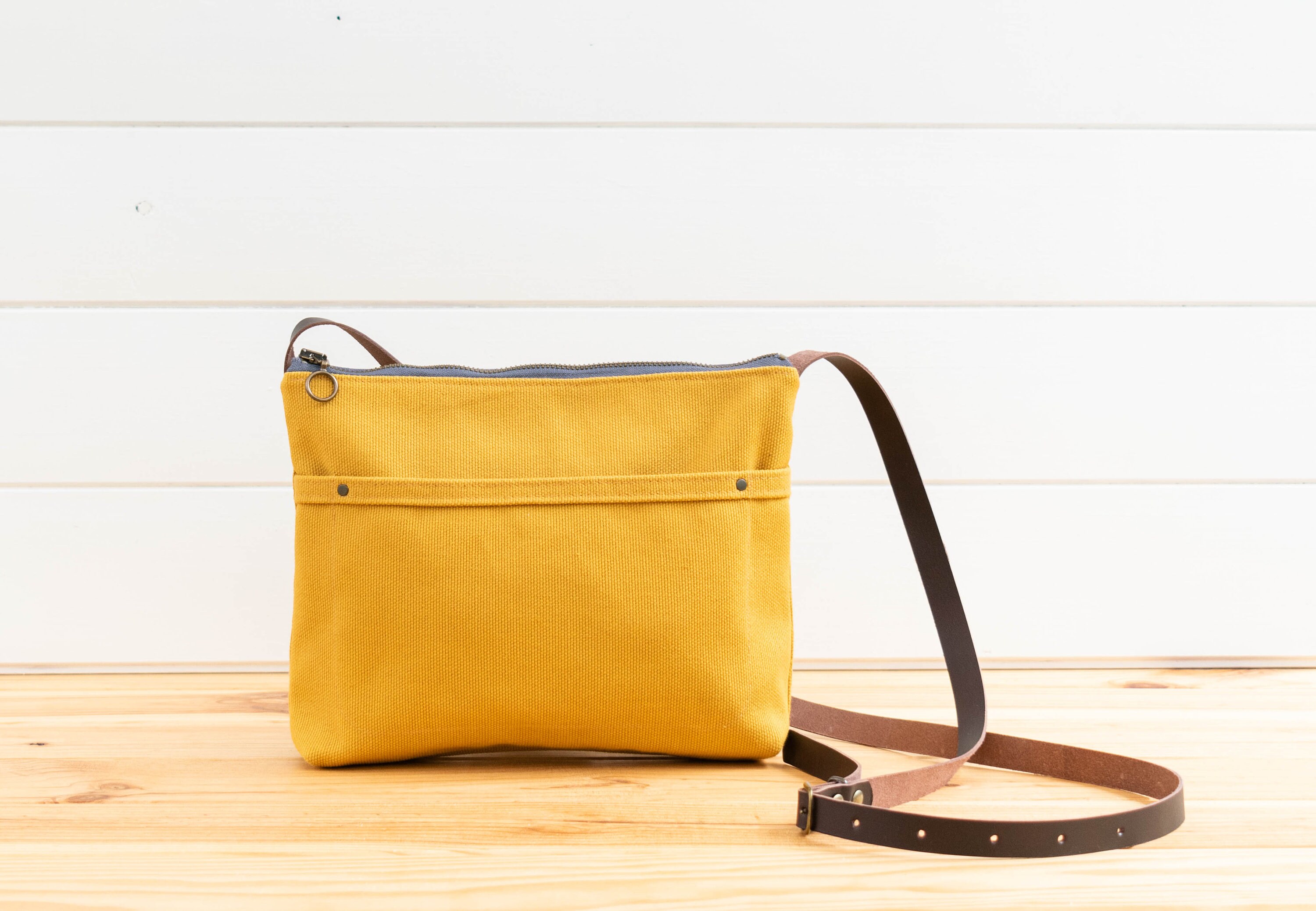 Canvas crossbody day bag, mini bag mustard