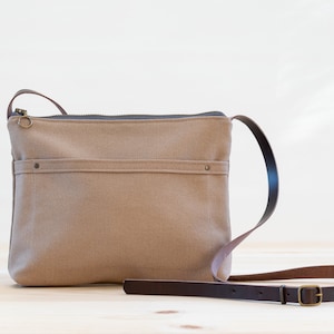 Canvas crossbody day bag, mini bag Sacher coffee