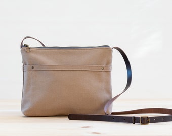 Canvas crossbody day bag, mini bag Sacher coffee