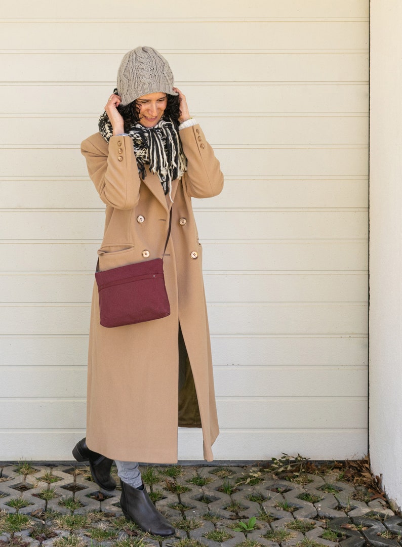 Canvas crossbody day bag, mini bag Sacher coffee image 9