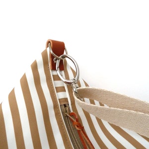Stripe canvas diaper bag, Messenger bag, Personalised bag, Marina Tan image 2