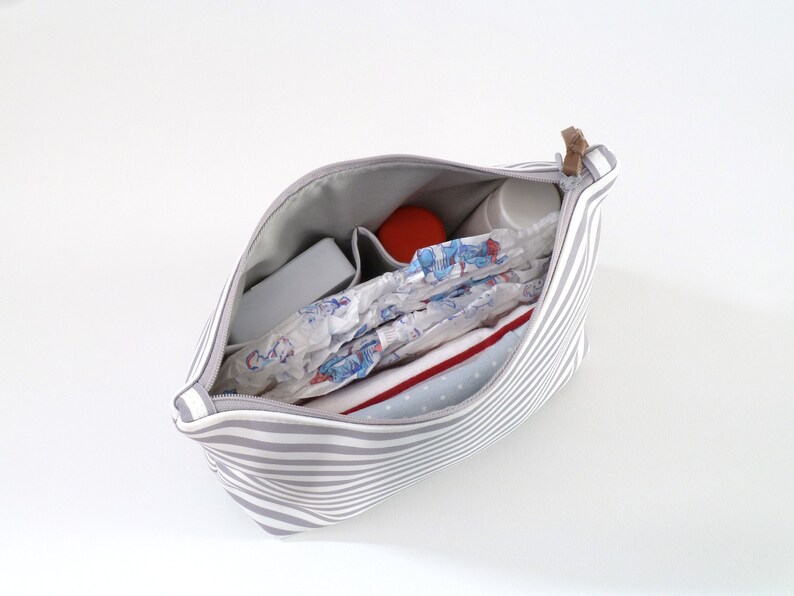 Stripe canvas diaper bag, Messenger bag, Personalised bag, Marina Tan image 9