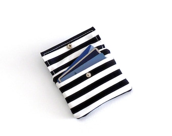 Small stripe canvas wallet, coin purse and card holder