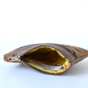 Waxed canvas double zipper wallet, coin purse and card holder image 6