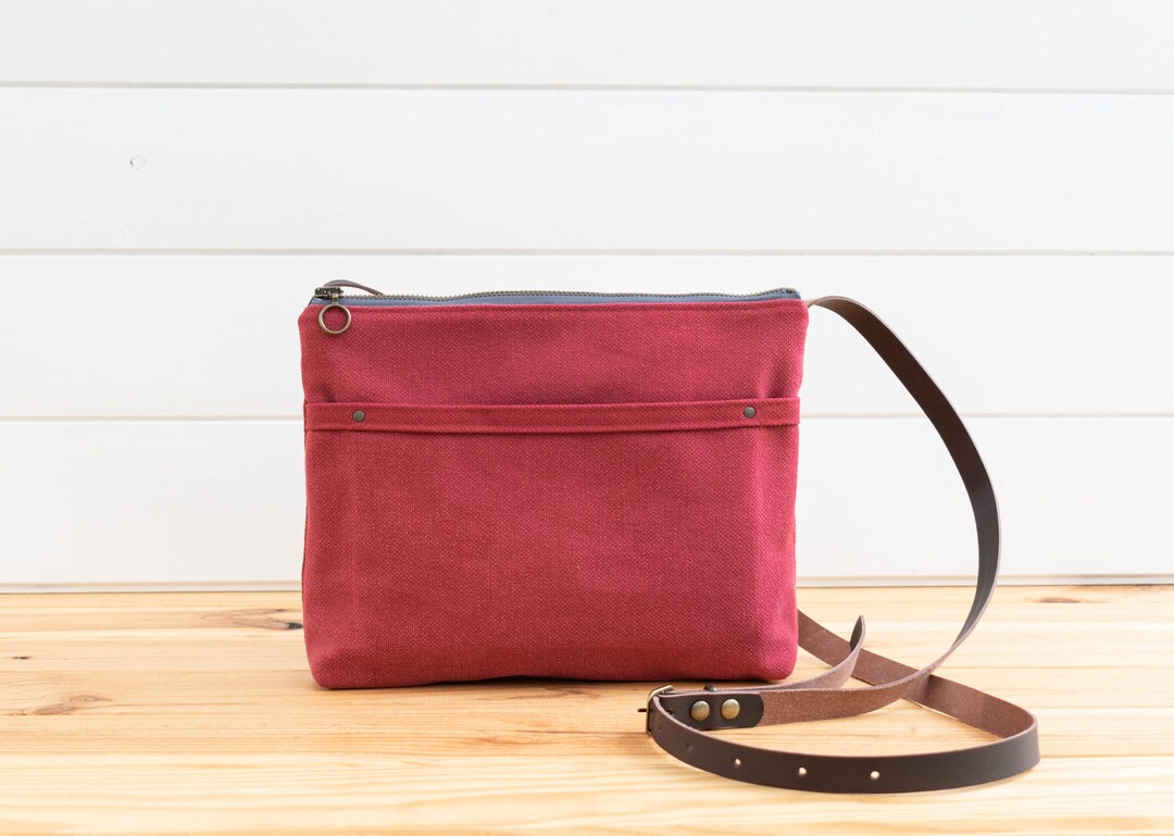 Canvas Crossbody Day Bag Mini Bag Burgundy - Etsy