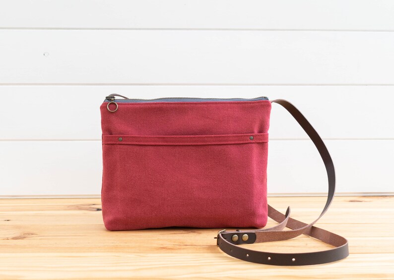 Canvas crossbody day bag mini bag burgundy Etsy