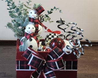 Snowman Centerpiece, Christmas Centerpiece, Holiday Decor