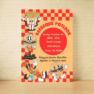 Editable BBQ Potluck Invitation Template, Summer Cookout (Digital Download)