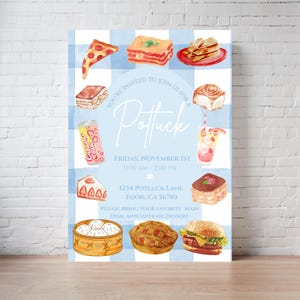 Potluck Invitation Template, Editable Template for Dinner, Office, or Family Gatherings, Digital Download Template, Printable Potluck Invite