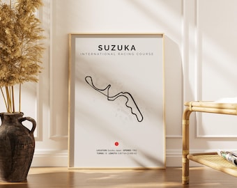Póster del Circuito de Suzuka – Lámina del Circuito Internacional de Carreras de Suzuka – Arte mural de la pista de F1 de Japón – Póster de Fórmula 1 – Decoración de deportes de motor