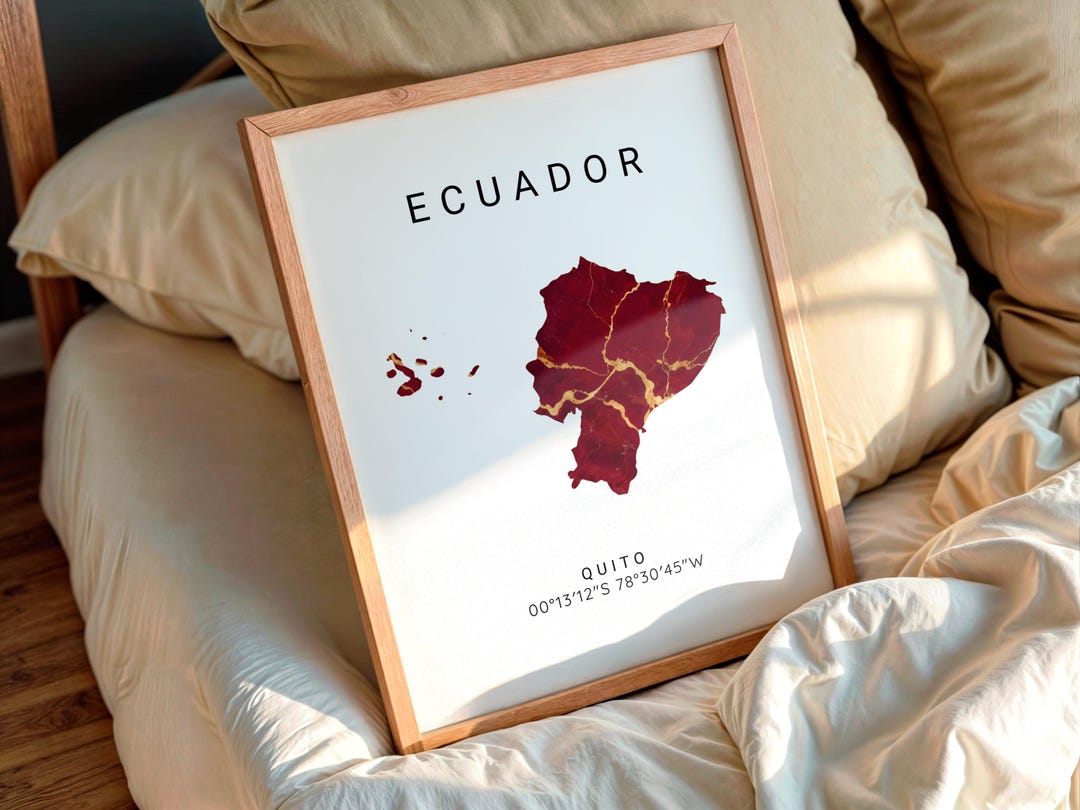Mapa de Ecuador imprimible para pared – Póster con coordenadas de Quito ...