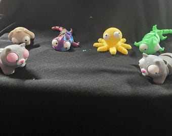 Zestaw zwierzątek z ruchomymi oczami – rodzina ruchomych zabawek Fidget drukowanych w 3D (zestaw 6 sztuk)