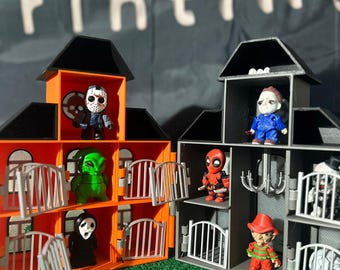 Zestaw do zabawy w nawiedzony dom drukowany w 3D – miniaturowe figurki z horroru, upiorne dekoracje na Halloween